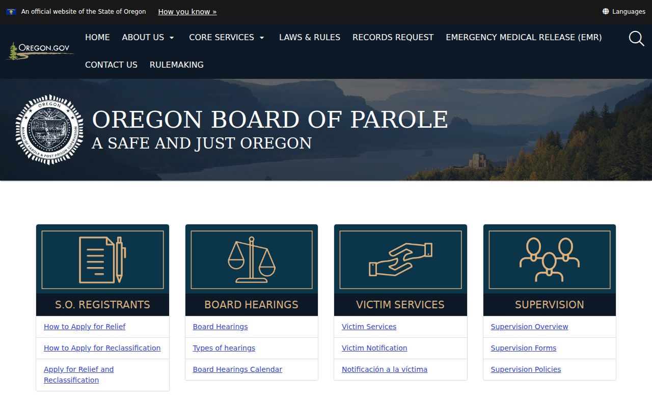 Sherman County criminal supervision and Oregon parole board records