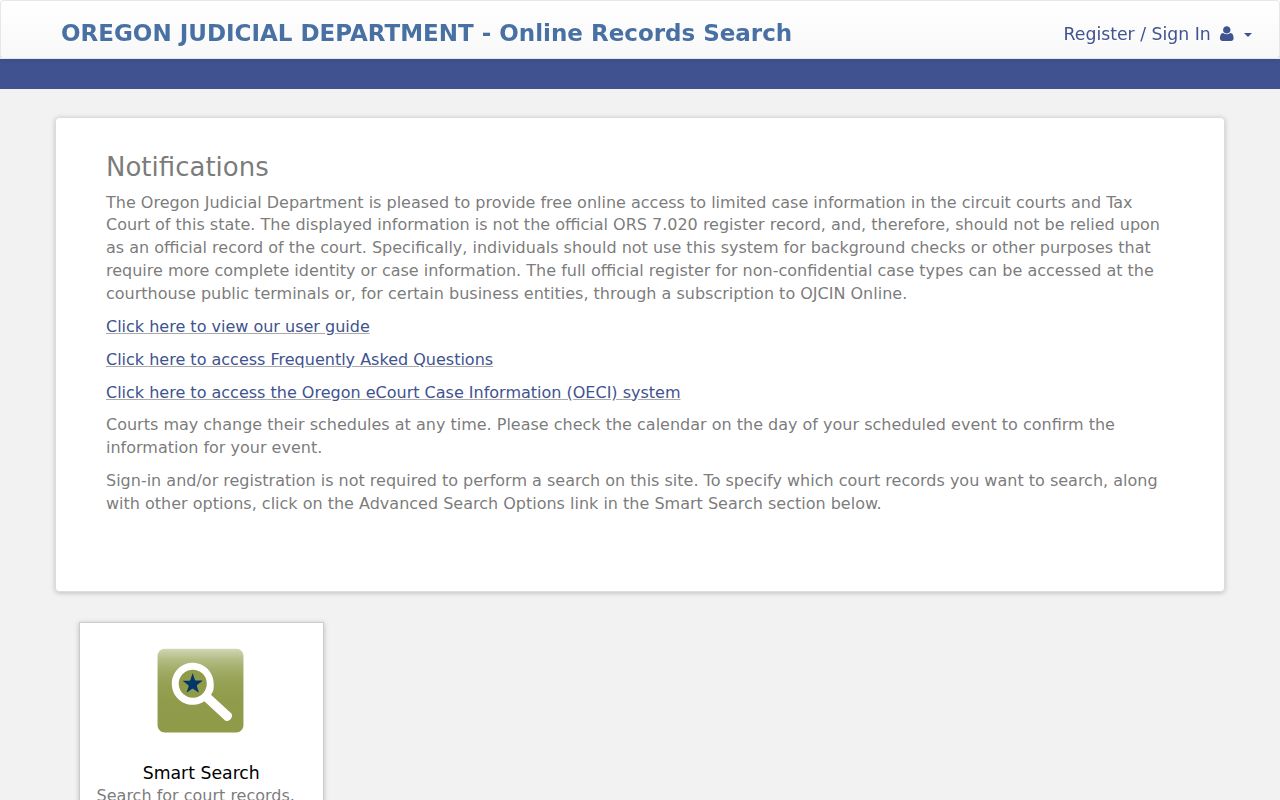 Sherman County criminal court records search in the OJD portal