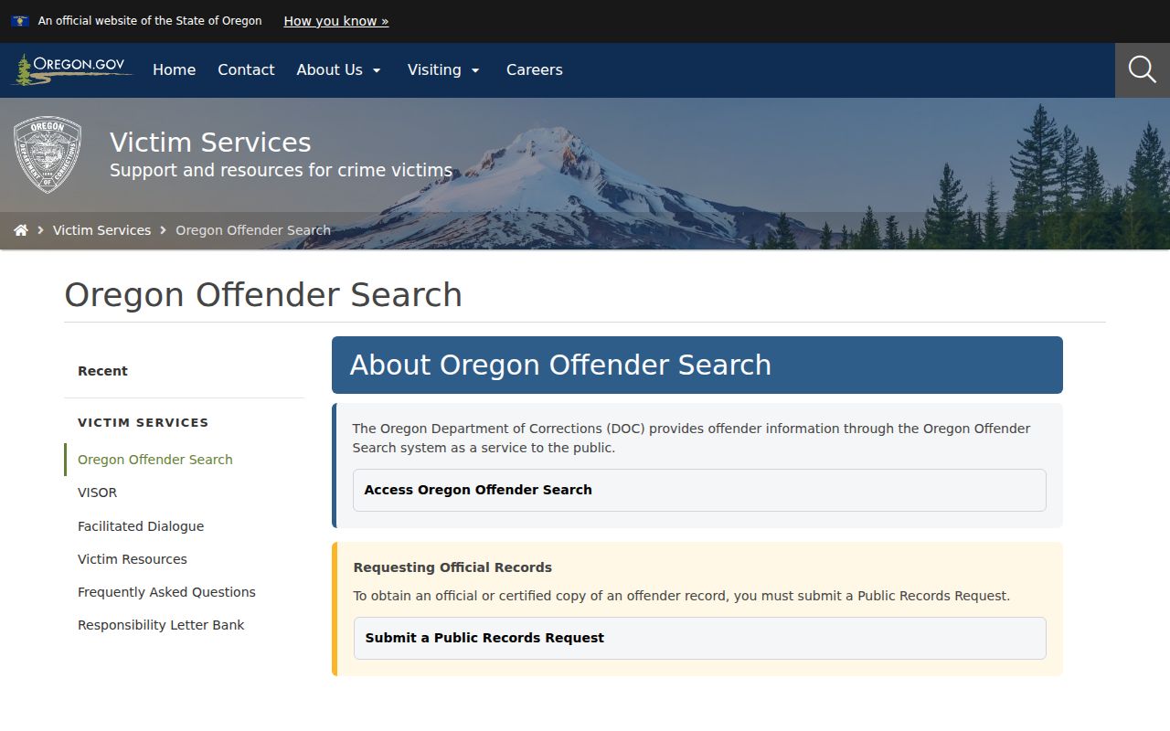 Oregon Offender Search for Sherman County criminal custody records