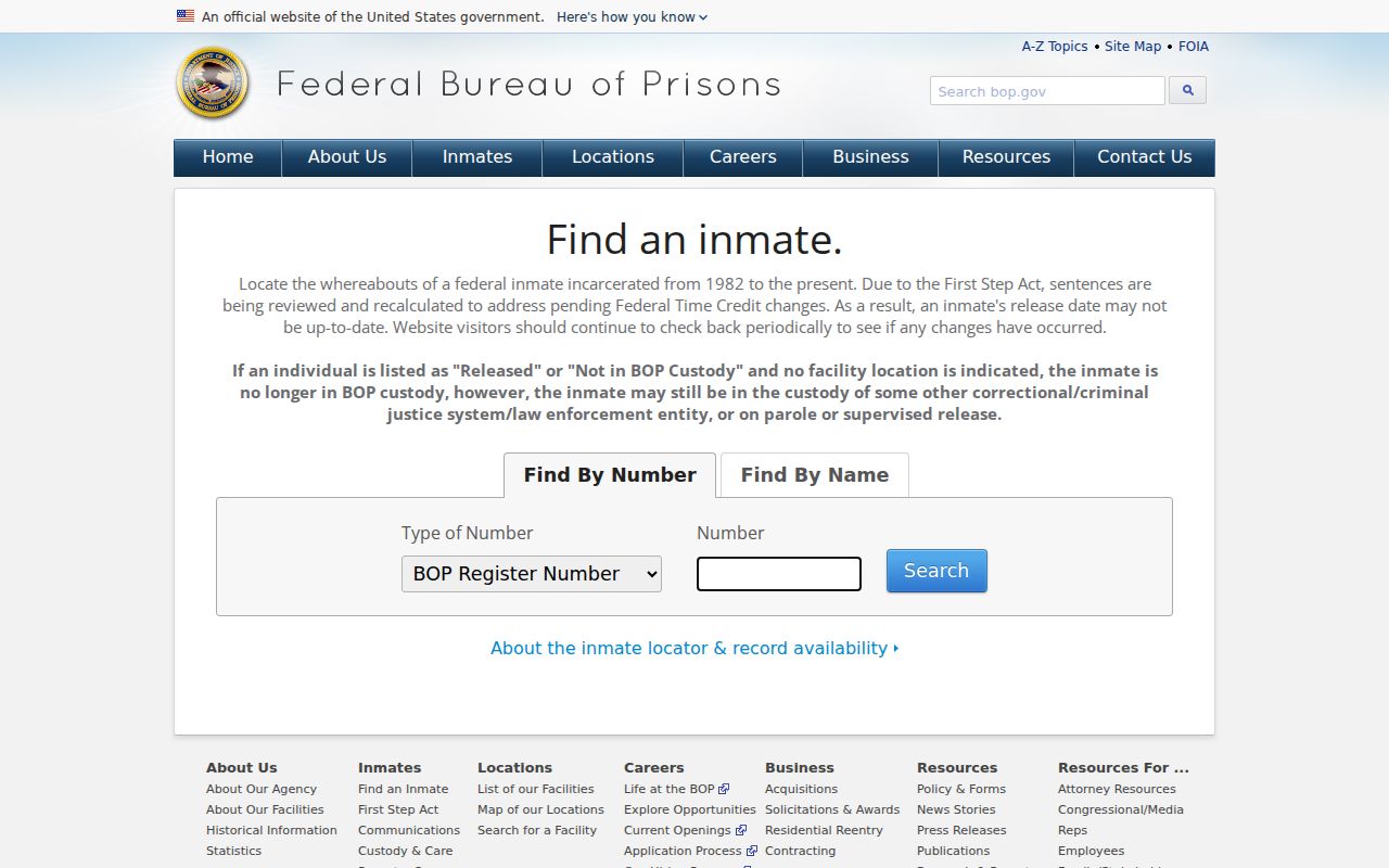 Federal inmate locator for Rufus criminal custody records